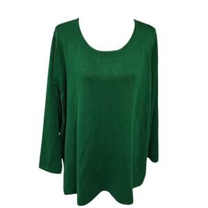 Tahari hunter Green scoop neck pleated back sweater plus size 3X‎ new!